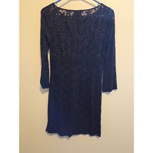 Laundry by Shelli Segal Navy Blue Floral Lace Empire Waist Sheath Dress 2